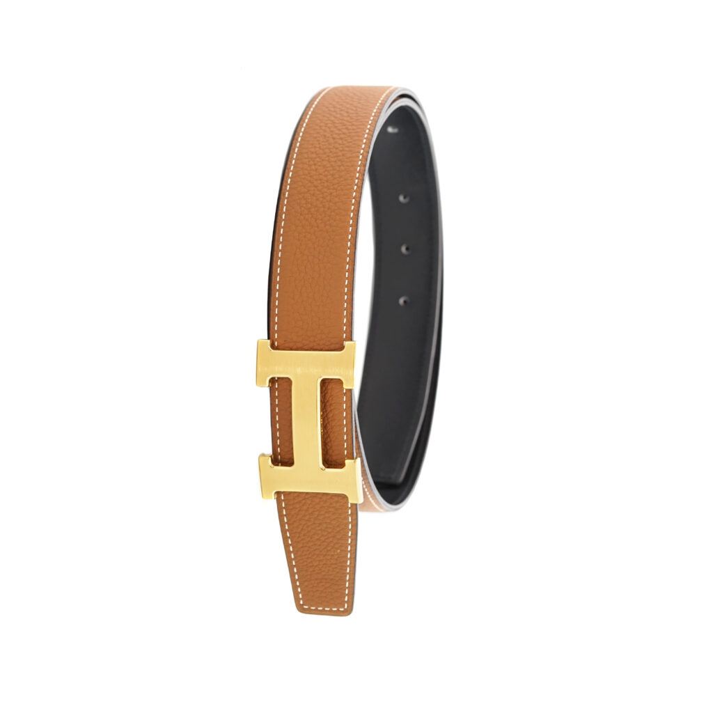 Hermes Reversible Belt 32MM Noir Gold GHW