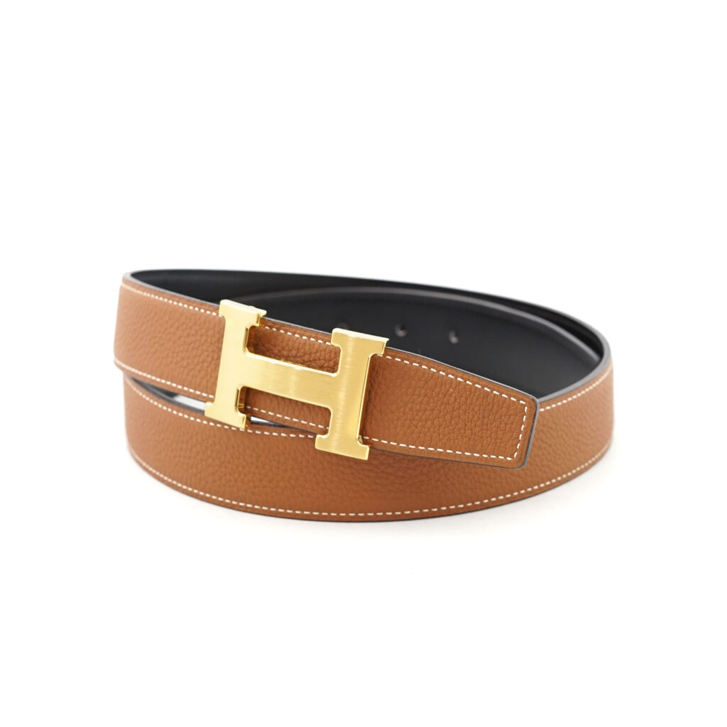 Hermes Reversible Belt 32MM Noir Gold GHW