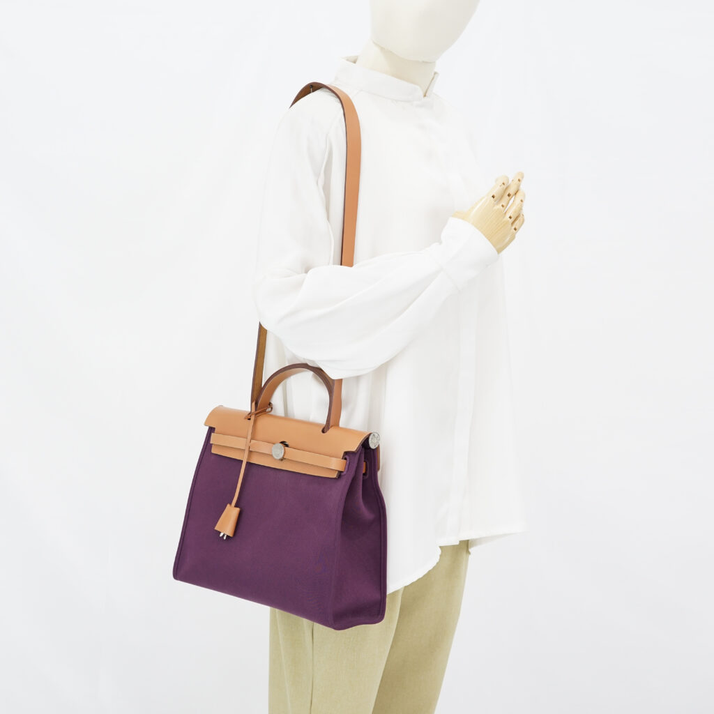 Hermes Herbag 31 Toile Cassis PHW
