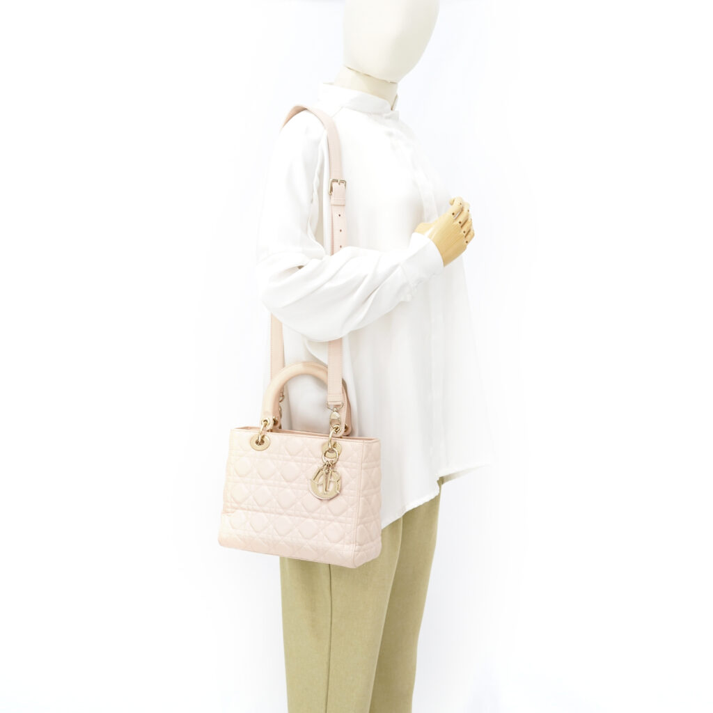 Dior Lady Dior Medium Lambskin Nude Pink GHW