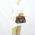 Gucci Duffle Top Handle Black Koi Beige Stripe GHW