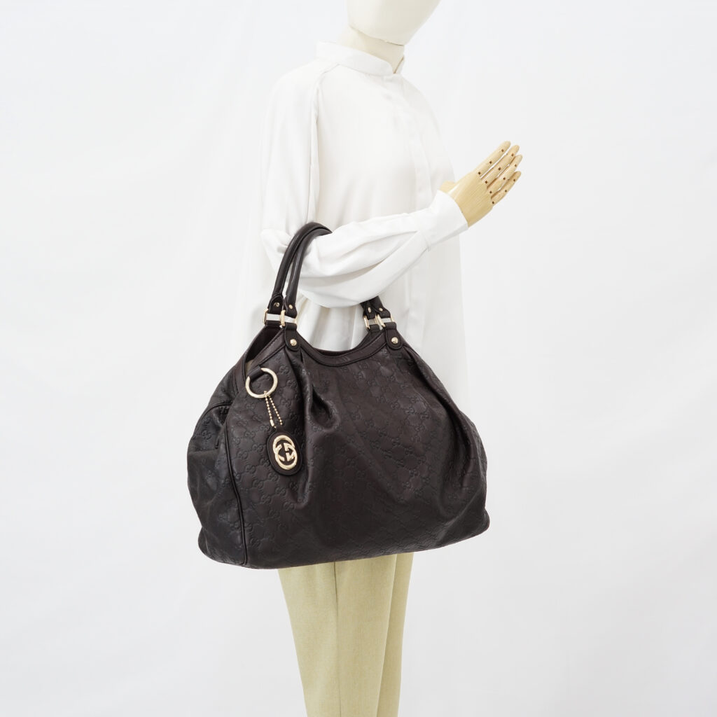 Gucci Sukey Tote Bag Guccissima Dark Brown LGHW