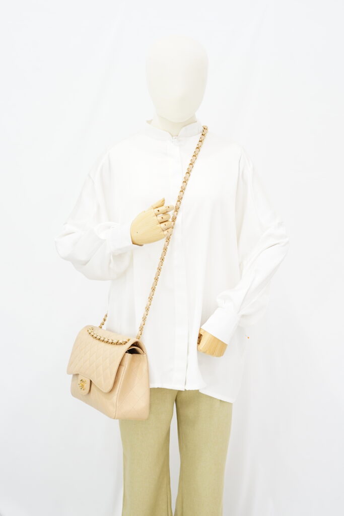 Chanel Jumbo Classic D Flap Caviar Beige GHW