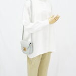 Celine Triomp Besace Clea Bag Shiny Calfskin Light  Grey GHW