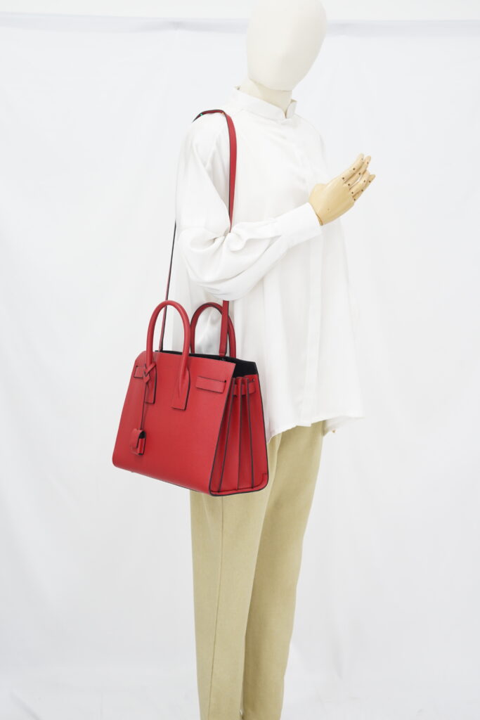 Saint Laurent Sac De Jour Grained Red