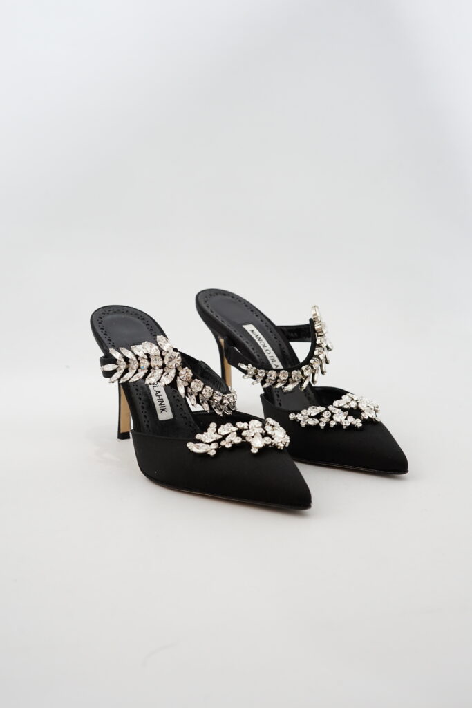 Manolo Blahnik Lurum Heels Satin Black