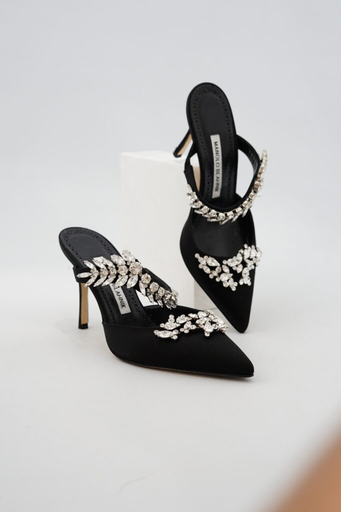 Manolo Blahnik Lurum Heels Satin Black
