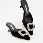 Manolo Blahnik Maysale Jewel Velvet Black