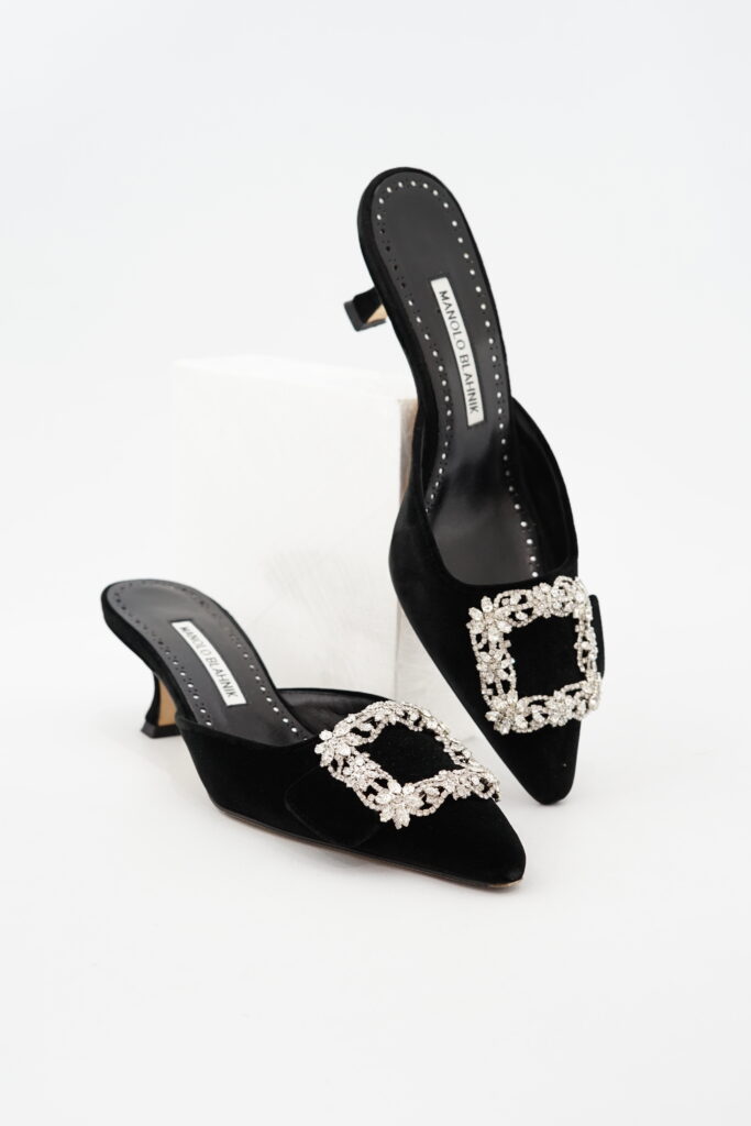 Manolo Blahnik Maysale Jewel Velvet Black