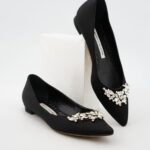 Manolo Blahnik Lurum Ballet Flat Satin Black
