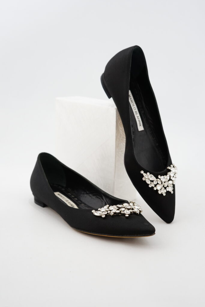 Manolo Blahnik Lurum Ballet Flat Satin Black