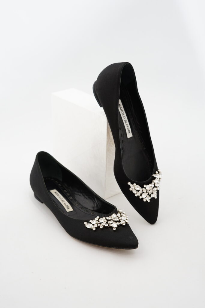 Manolo Blahnik Lurum Ballet Flat Satin Black