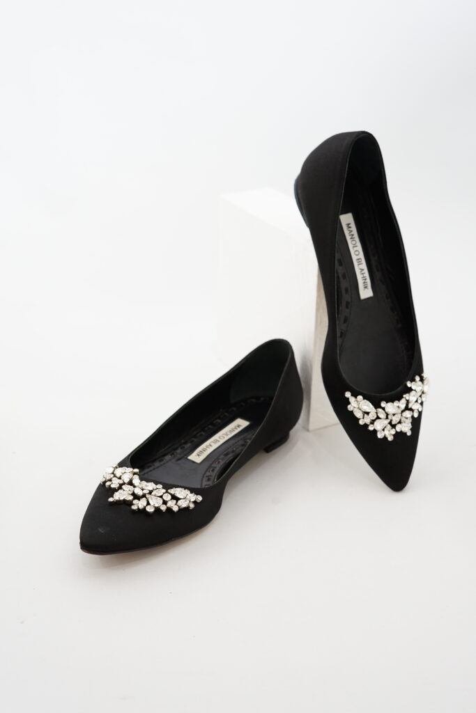Manolo Blahnik Lurum Ballet Flat Satin Black