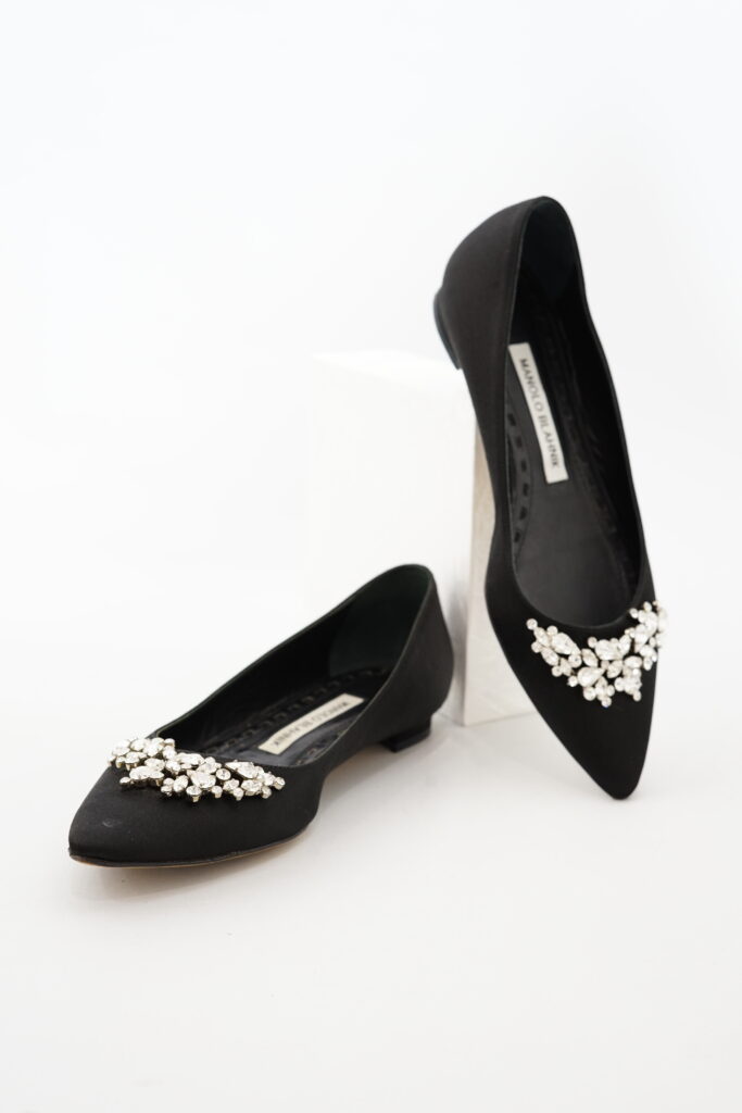 Manolo Blahnik Lurum Ballet Flat Satin Black