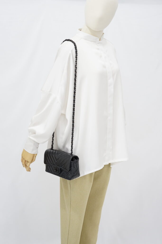 Chanel Mini Rectangle Crinkled Patent All Black