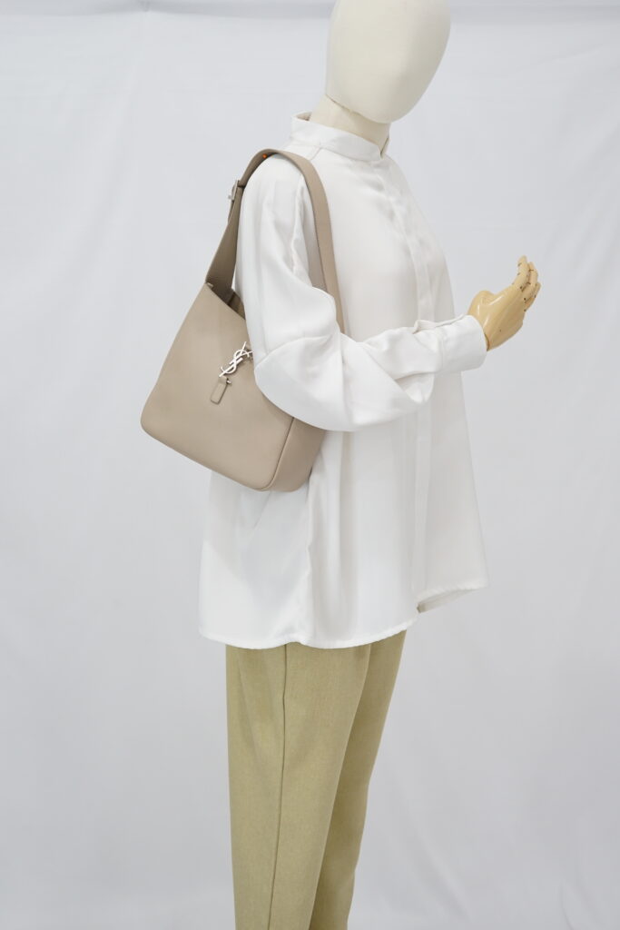 Saint Laurent Hobo Le 5A7 Supple Small Taupe SHW