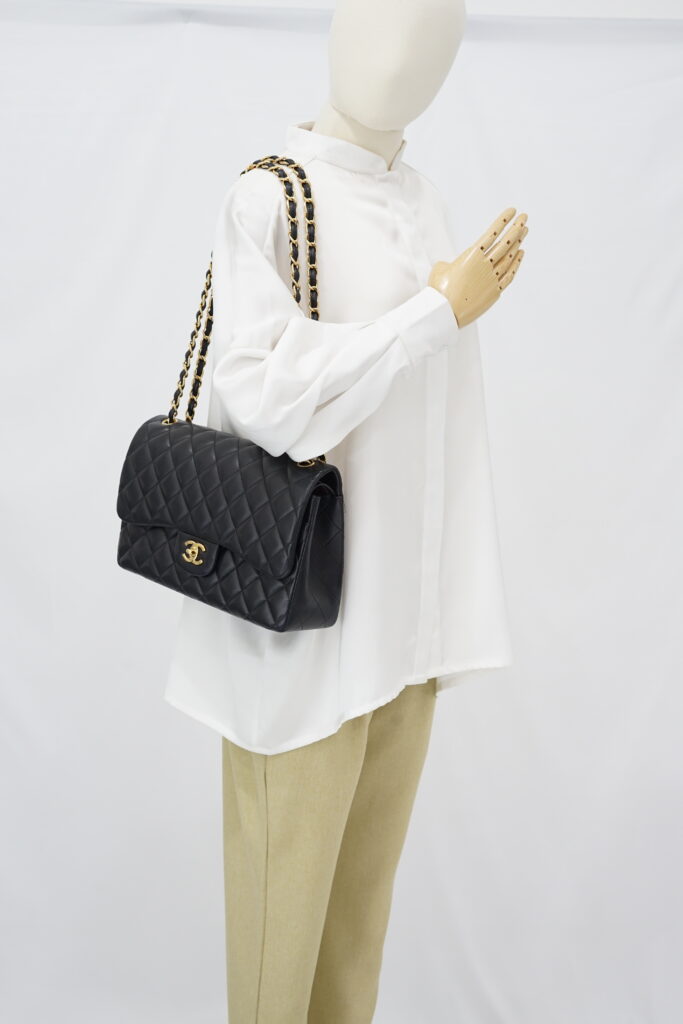 Chanel Classic Jumbo D Flap Lambskin Black Gold Hardware
