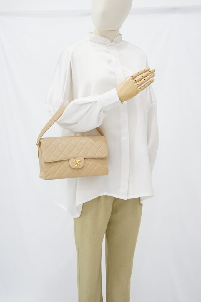 Chanel Double Face Flao Shoulder Bag Beige GHW