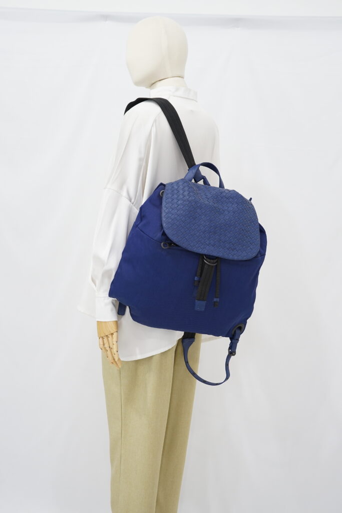 Bottega Veneta Backpack Flap Intrecciato Canvas Blue