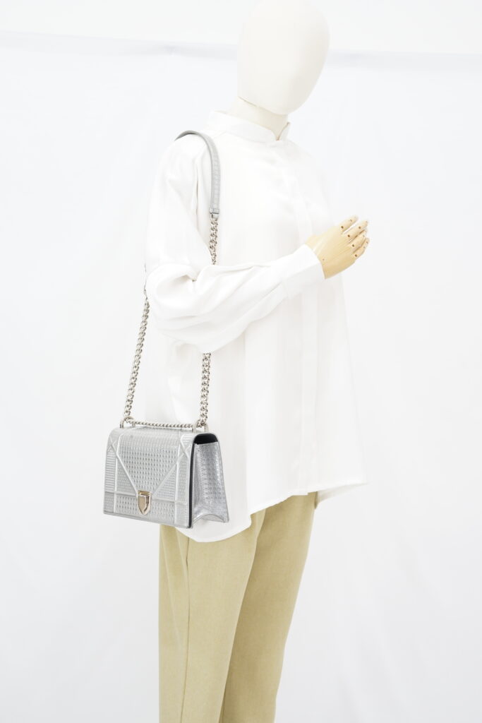 Dior Diorama Medium Metallic Silver SHW