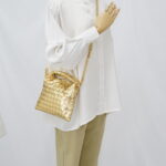 Bottega Veneta Mini Hop Intrecciato Mettalic Gold