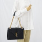 Saint Laurent Envelope Large Bag Grained Black GHW