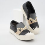 Fendi Monster Studded Slip On Shoes Black/Grey/Beige Multicolor