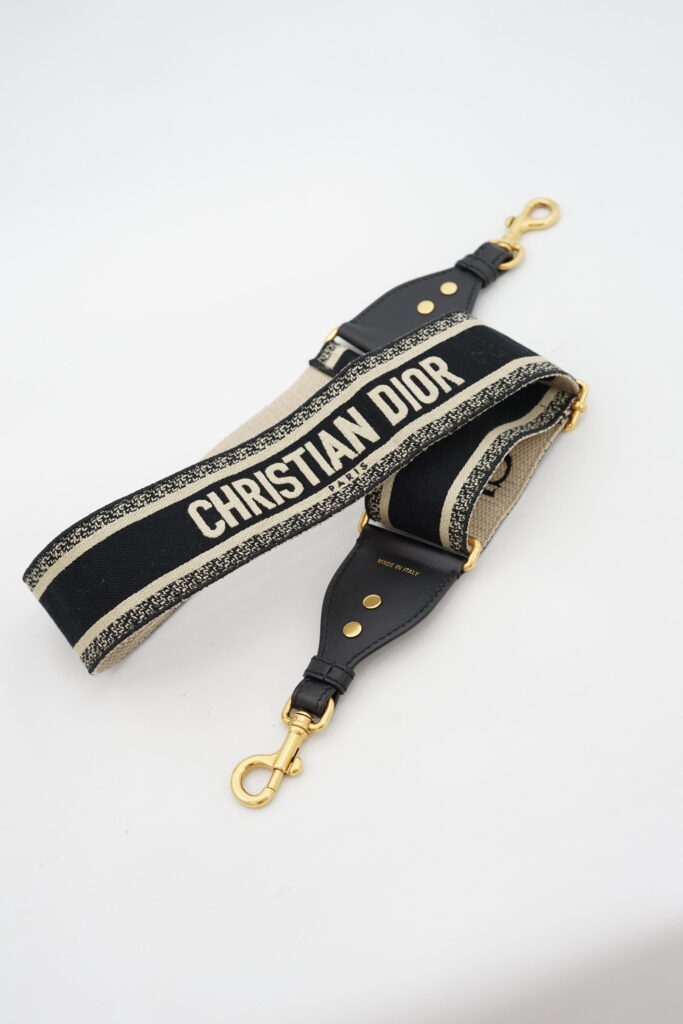 Dior Adjustable Shoulder Strap Embroidered Black GHW