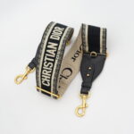 Dior Adjustable Shoulder Strap Embroidered Black GHW