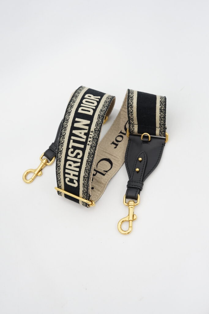 Dior Adjustable Shoulder Strap Embroidered Black GHW