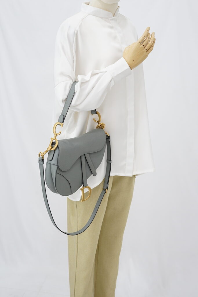 Dior Saddle Medium Grained Stone Grey GHW