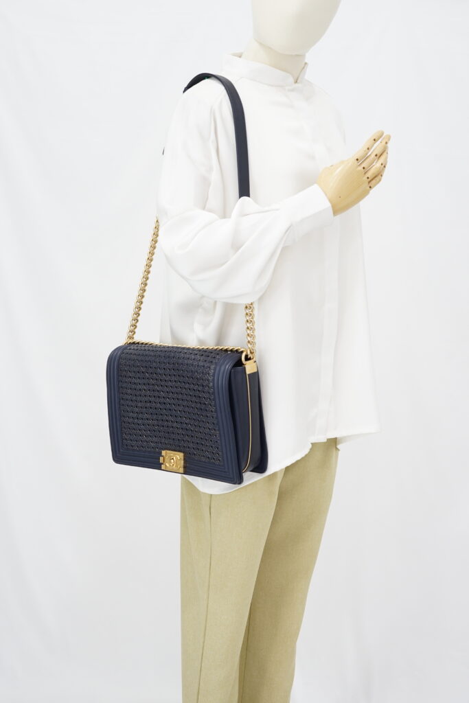 Chanel Boy 30 Lambskin Braided Navy GHW