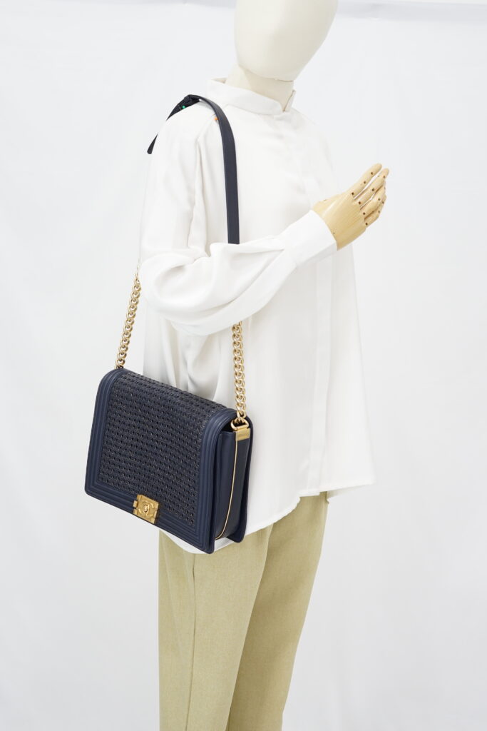 Chanel Boy 30 Lambskin Braided Navy GHW