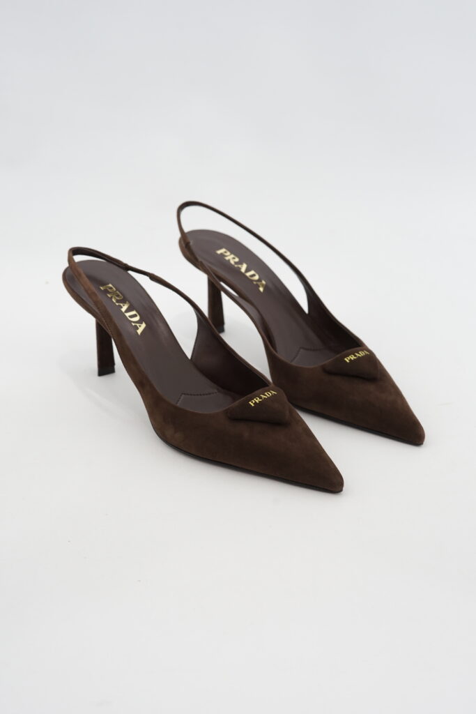 Prada Slingback Pumps Suede Moro/Brown