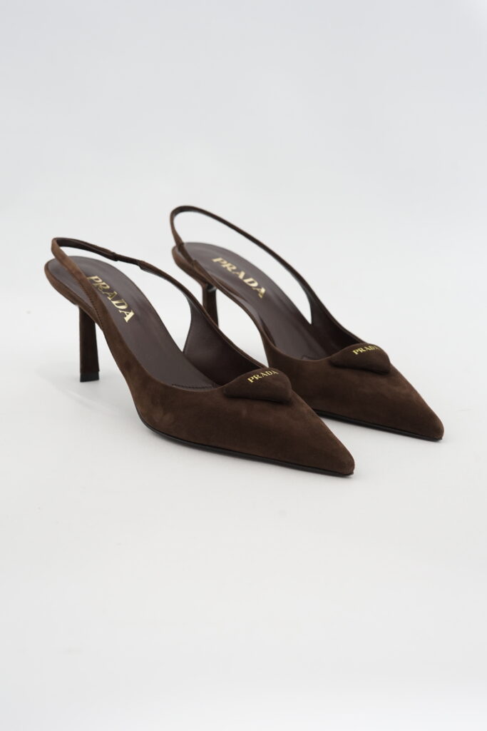 Prada Slingback Pumps Suede Moro/Brown