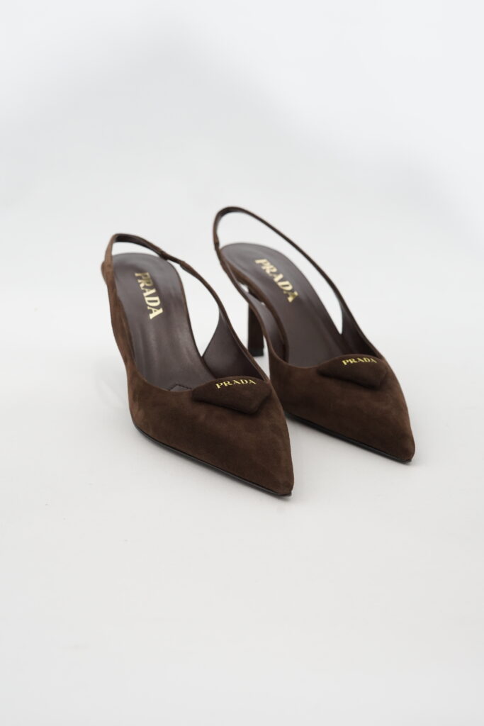 Prada Slingback Pumps Suede Moro/Brown