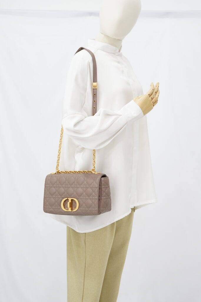 Dior Medium Caro Calfskin Warm Taupe GHW