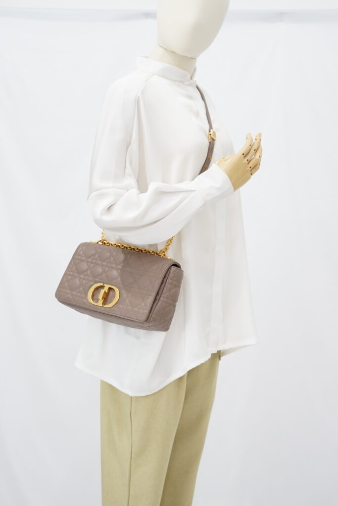 Dior Medium Caro Calfskin Warm Taupe GHW
