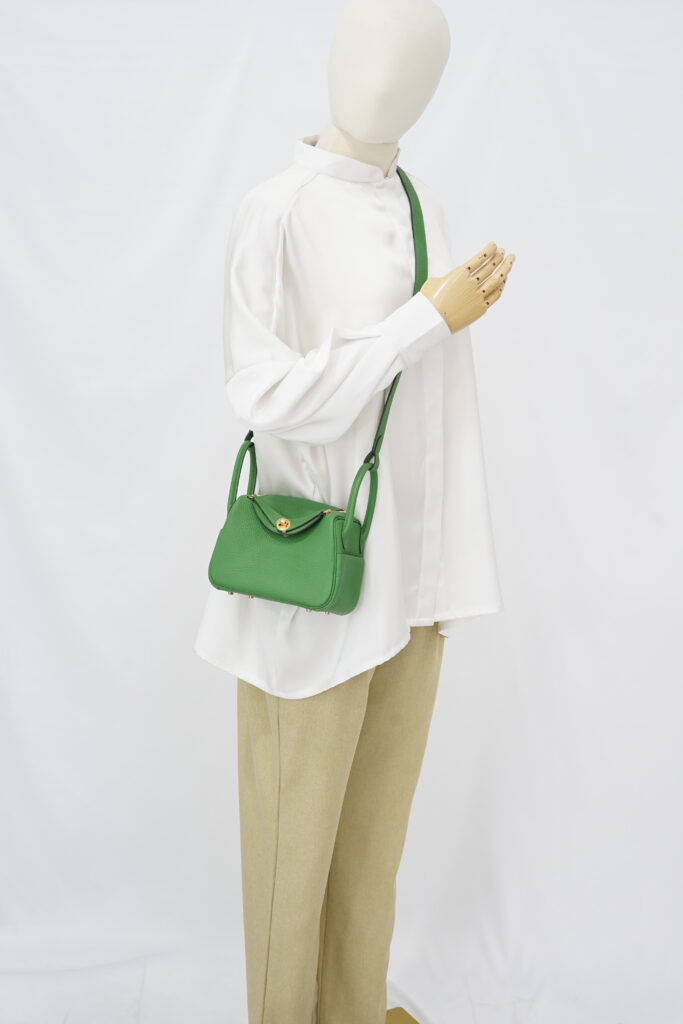 Hermes Mini Lindy Clemence Vert Yucca GHW