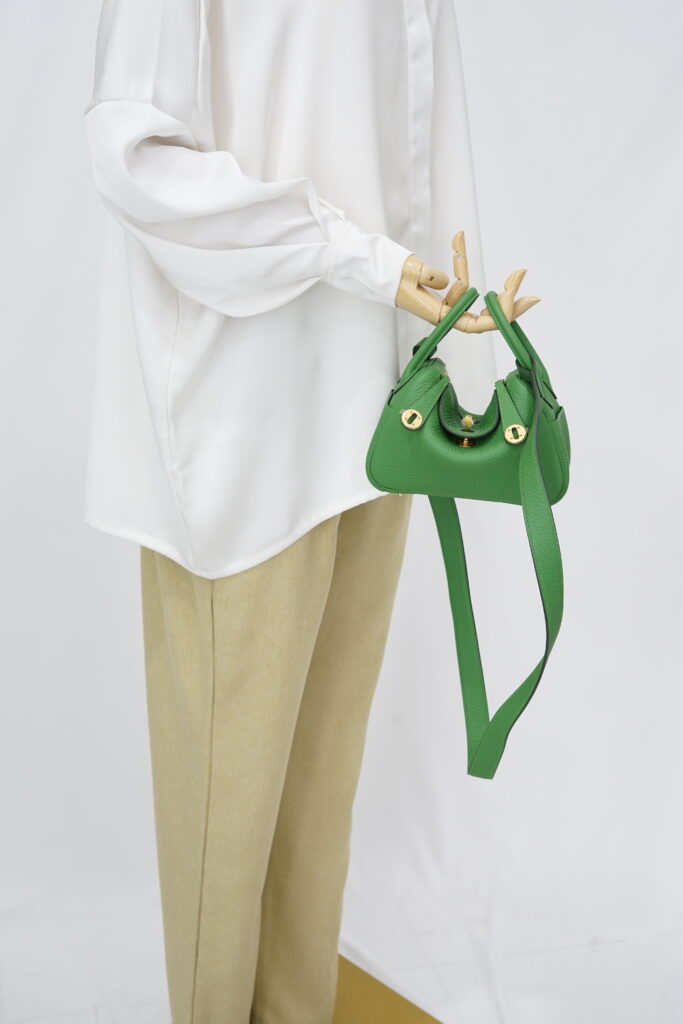 Hermes Mini Lindy Clemence Vert Yucca GHW