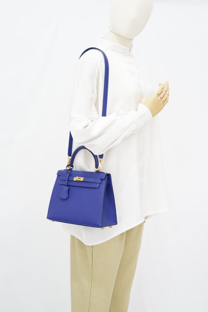 Hermes Kelly 25 Epsom Bleu Electrique GHW