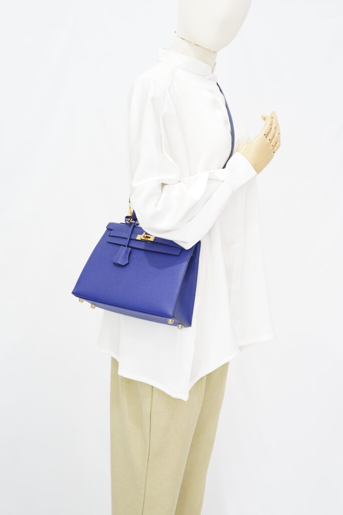 Hermes Kelly 25 Epsom Bleu Electrique GHW