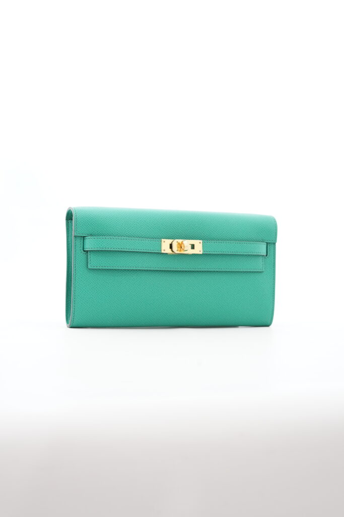 Hermes Kelly Wallet To Go Epsom Vert Jade GHW