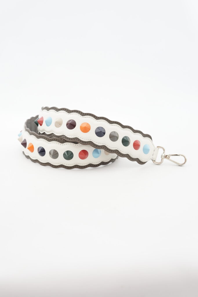 Fendi Studded Strap White Grey Multicolor SHW