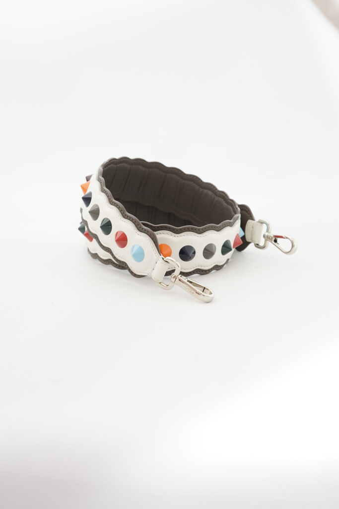 Fendi Studded Strap White Grey Multicolor SHW