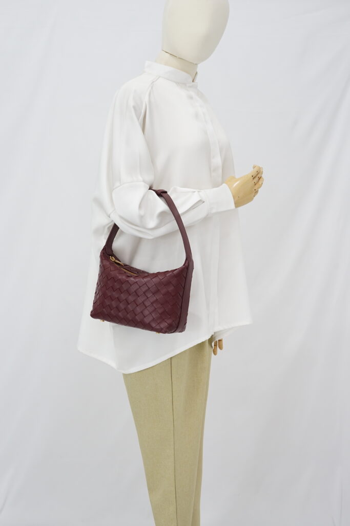 Bottega Veneta Mini Wallace Intrecciato Barolo GHW