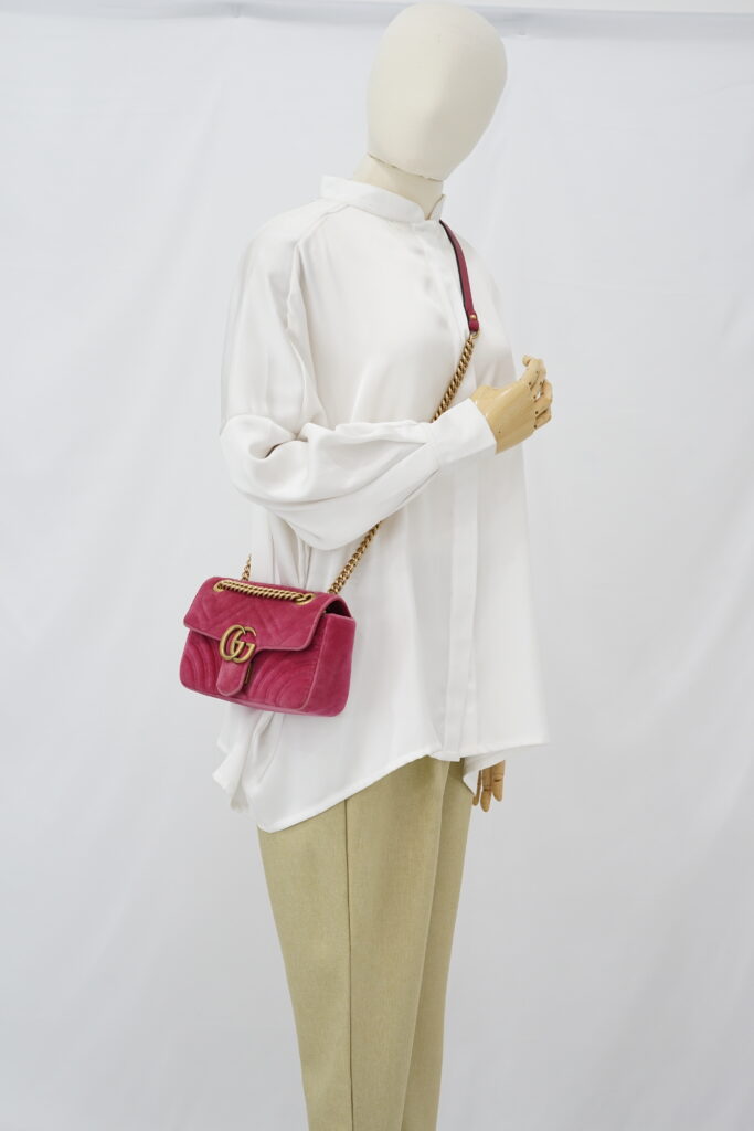 Gucci Marmont Mini Velvet Pink GHW