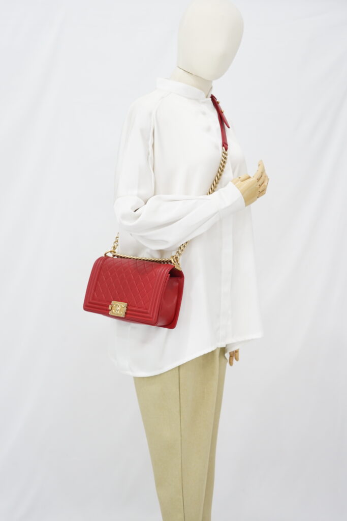 Chanel Boy 25 Lambskin Red GHW