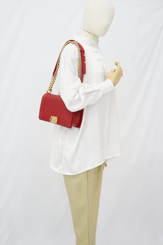 Chanel Boy 25 Lambskin Red GHW