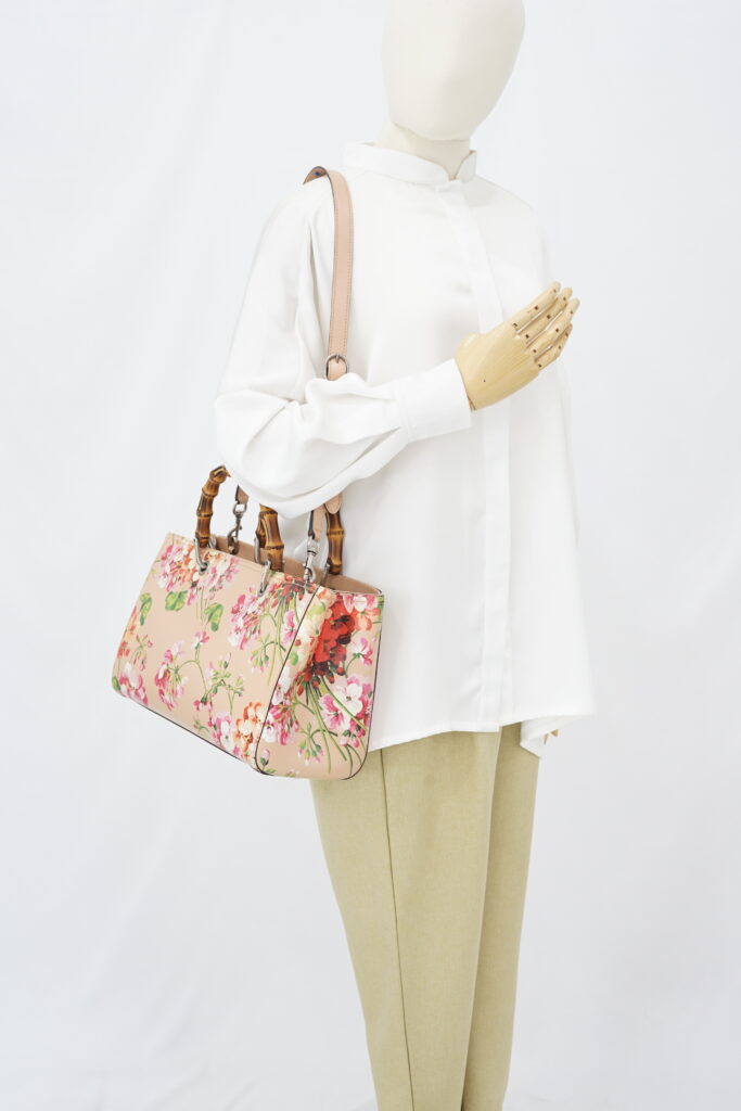 Gucci Blooms bamboo Shopper Tote Nude SHW